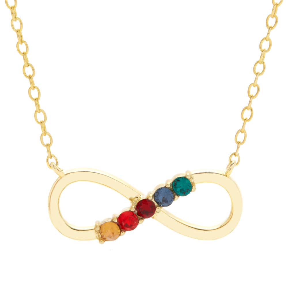 5 Stone Gold Infinity Birthstone Necklace