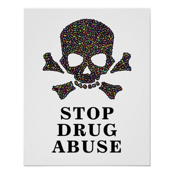Skull Made Out of Pills Stop Drug Abuse Poster